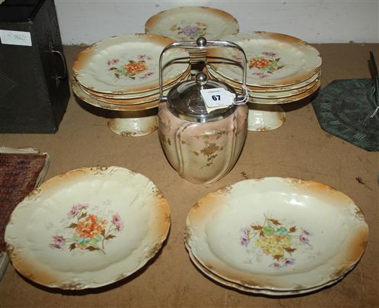 Blush Limoges dessert set & similar biscuit barrel(-)